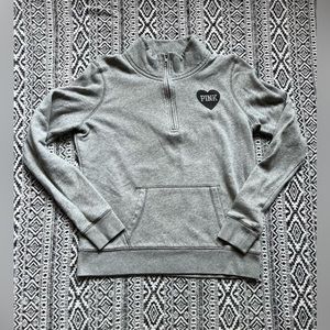 Victoria’s Secret Pink quarter zip sweatshirt, gray, small